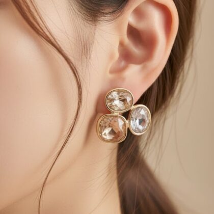 Champagne Crystal Cluster Studs