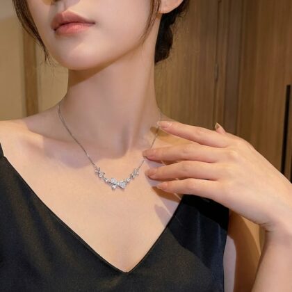 Crystal Bow Charm Necklace